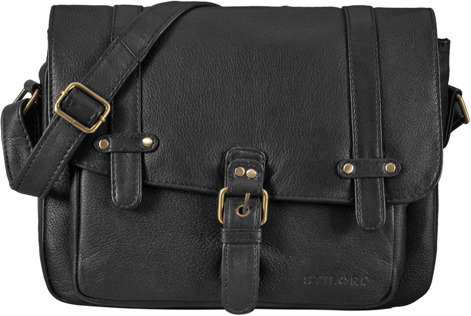 STILORD "Lara" Women Handbag Leather Brown Shoulder Bag Evening Cross-Body Cover for iPad/Tabet 10.1 inches Genuine Leather Colour:Black
