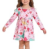 Valentine Toddler Girl Love Dress Sweet Hearts Print Long Sleeve Dress 3-8Y