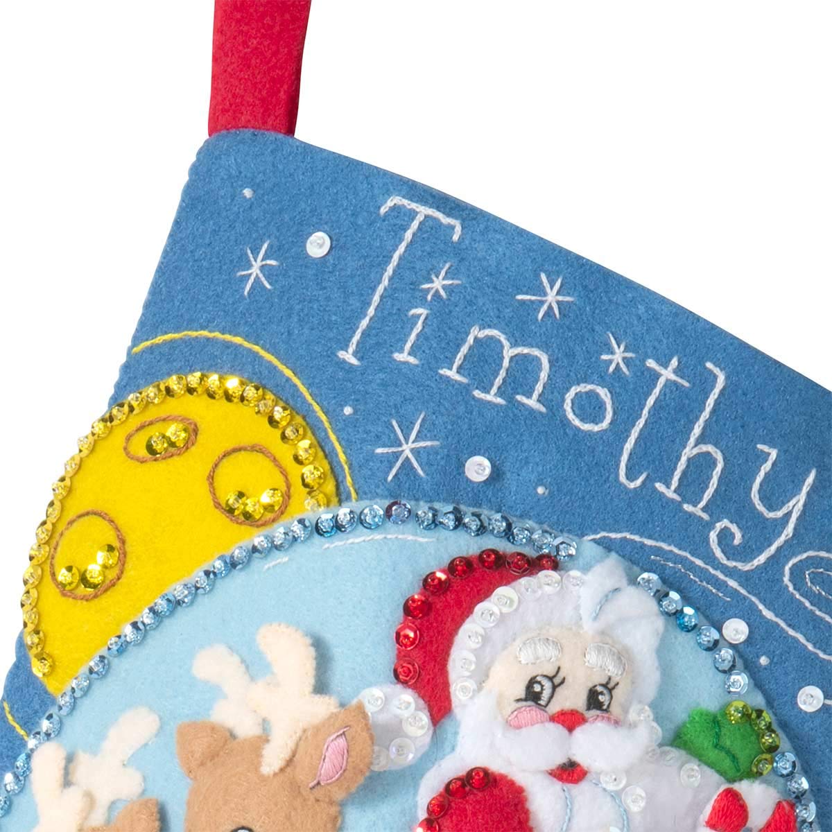 Bucilla 89237E Felt Applique Christmas Stocking Kit, Rocket Ship Santa, 18