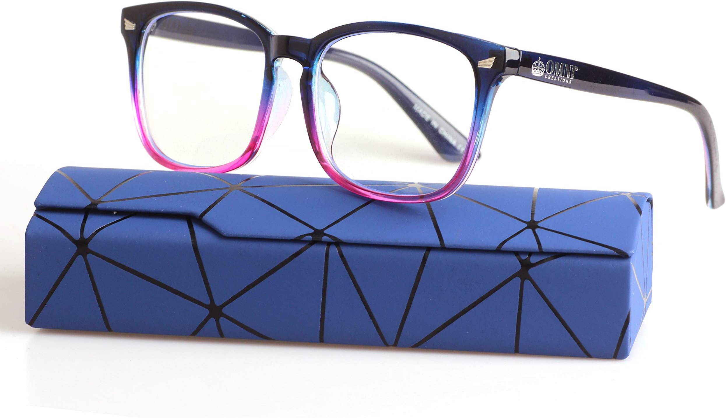 Blue Light Blocking Glasses for Computer, Gaming, Reading eyestrain, Fatigue and Headache Protection for Men Women and Children (Purple Frame with Hard case)