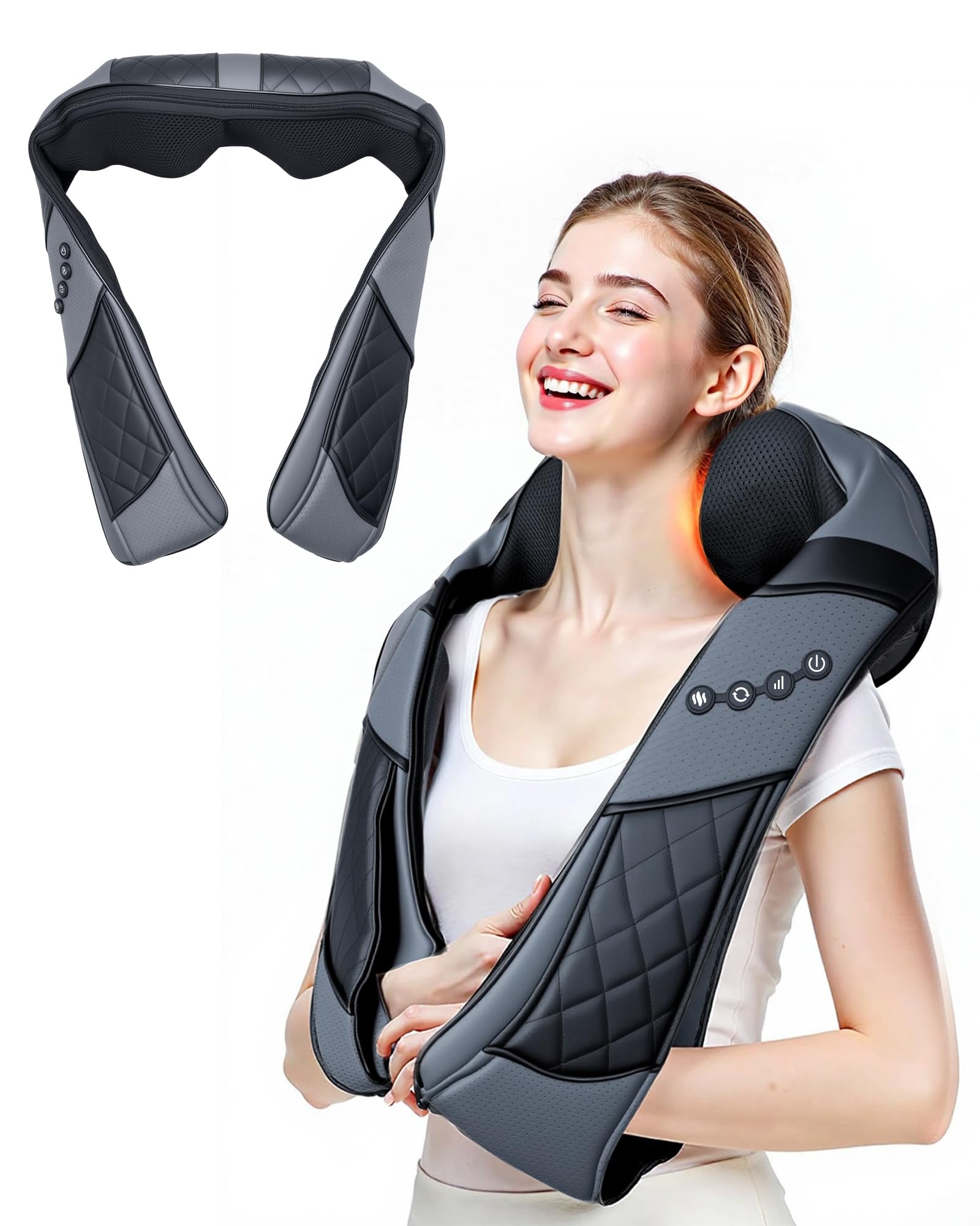 Photo 1 of Upgraded Shiatsu Neck and Back Massager with Heat, Premium Massage Tools for Shoulder, Belly, Waist and Legs, Electric Neck and Back Massager for Pain Relief Deep Tissue, Perfect Gifts for Dad and Mom