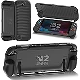 LioCam Switch 2 Case with PC Front Cover, Dockable TPU Ergonomic Grip Protective Case for Nintendo Switch 2 (2025), Kickstand-Compatible, Shockproof & Anti-Scratch