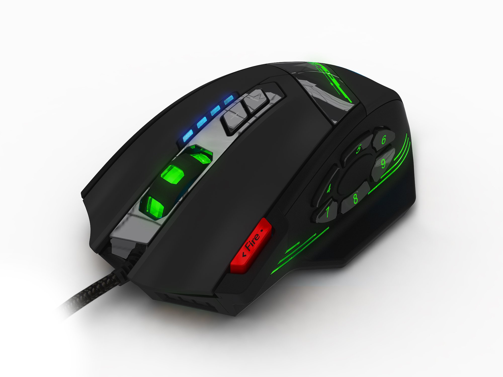 12 Programmable Buttons C12 Gaming Mouse, AFUNTA Laser Double-Speed Adjustment 8000DPI Mice Support 4 Level Switch