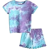 Arshiner Girls 2-Piece Tie Dye Pajamas Set Trendy Lounge Set Kids Sleepwear