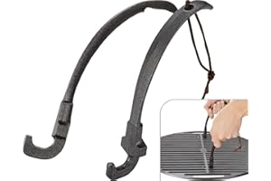 GRIADDICT 2Pack Barbecue Cooking Grids Gripper, Cast Iron Grill Grate Lifter Tool - Charcoal Grill Accessories Works for Weber Kettle Grill, Joe Classic Grill, Char-Griller Akorn Grill Grate, Easy to Move Grate