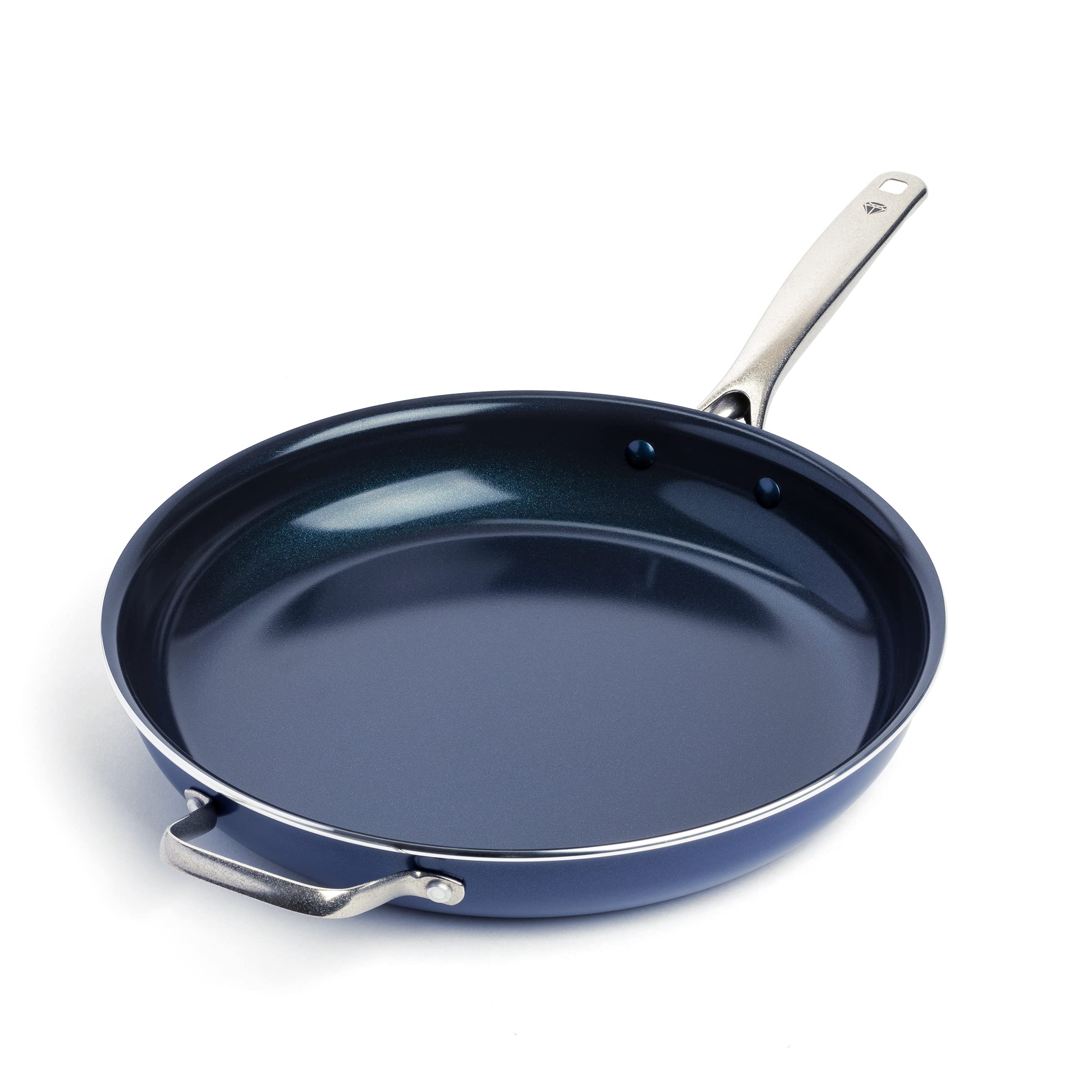 Photo 1 of Blue Diamond Cookware 14" Large Frying Pan with Helper Handle, Diamond Infused Healthy Ceramic Nonstick, PFAS & PFOA-Free, Dishwasher Safe, Oven Safe, Even Heating, Easy Clean, Warp Control, Blue