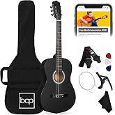 Best Choice Products 38in Beginner All Wood Acoustic Guitar Starter Kit w/Gig Bag, 6 Picks, Nylon Strings, Strap w/Pick Holder - Matte Black