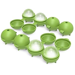 Nuovoware Ice Ball Mold Tray, [2 PACK] Food Grade Soft Silicone Whiskey Ice Ball Maker Large Round 4.3cm/1.7" Sphere Ice Tray Set for Keeping Drink Cold and More Tasty, BPA Free, Green