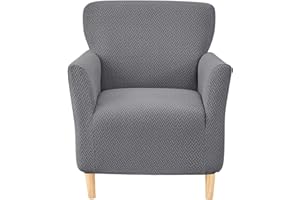 CRFATOP Stretch Mid Century Modern Armchair Slipcover 1-Piece Jacquard Accent Chair Covers with Arms Soft Chair Slipcovers for Living Room Armchair Furniture Protector Office Reception Reading Sofa,07