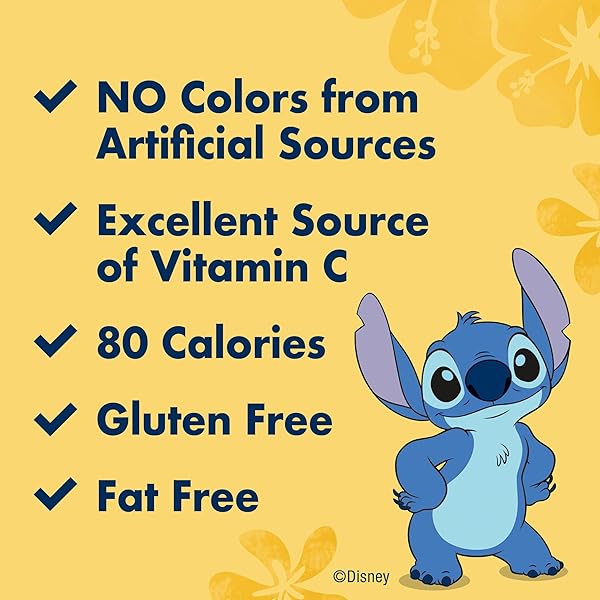 DISNEY STITCH FRUIT FLAVORED SNACKS, FAT FREE AND GLUTEN FREE SNACKS, 8 OZ (10 POUCHES)