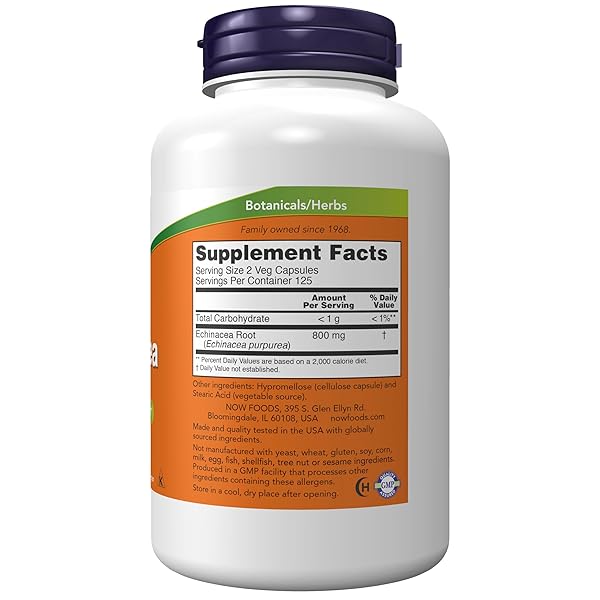NOW FOODS SUPPLEMENTS, ECHINACEA (PURPUREA ROOT) 400 MG, IMMUNE SYSTEM SUPPORT*, 250 VEG CAPSULES