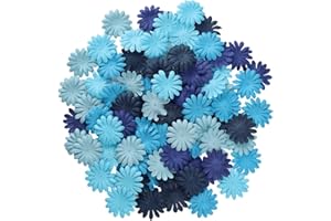 DUONGJAIS BRAND Artificial Flowers 100 Pcs Handmade Mulberry Paper Daisy Petals 40x40mm Mulberry Paper Daisy Flowers Scrapbooking Wedding DIY Craft Supplies Card (Blue Tone)