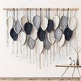 Weldomcor Macrame Wall Hanging Leaf Woven Tapestry Bohemian Chic Wall Hanging Feather Large Handmade Wall Art Decor for Bedroom Living Room Apartment Ornament, 39 inch
