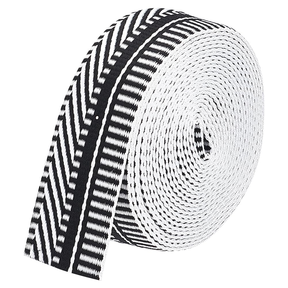 BENECREAT 5 Yards/4.57m Polyester Jacquard Webbing 1-1/2 inch (38mm) Webbing Strap Stripe Pattern Sewing Webbing Woven Ribbon for Clothing Accessories Strap, Black — image 1