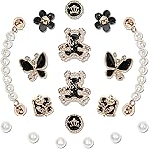 20 Pcs Bling Shoe Charms, Flower Pearl Shoe Decor Bling Shoes Chains DIY Shoe Accessories Charms for Women Teens Luxury Clog Sandals Charm for Birthday Party Favor