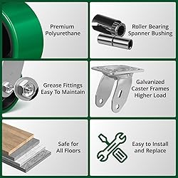 HANDSAMMU 4" Caster Wheels, Heavy Duty Polyurethane