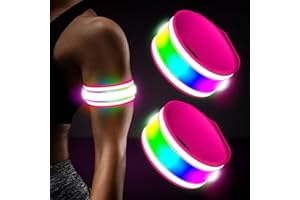 HOERAONR LED Armband Rechargeable for Running(2 Pack),Light Up Arm Bands for Night Walking,Running Lights for Runners,High Visibility Reflective Running Gearr for Night Safety Light Up Wristbands
