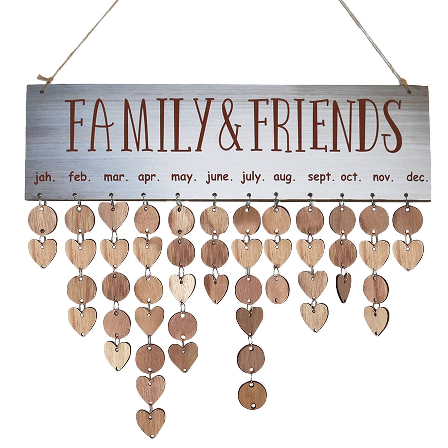 Gosear Mur Accrocher Anniversaire Calendrier En Bois Bricolage Signe Special Dates Planificateur Conseil Famille Maison Decor Fournitures De Bureau Calendriers Agendas Et Organiseurs