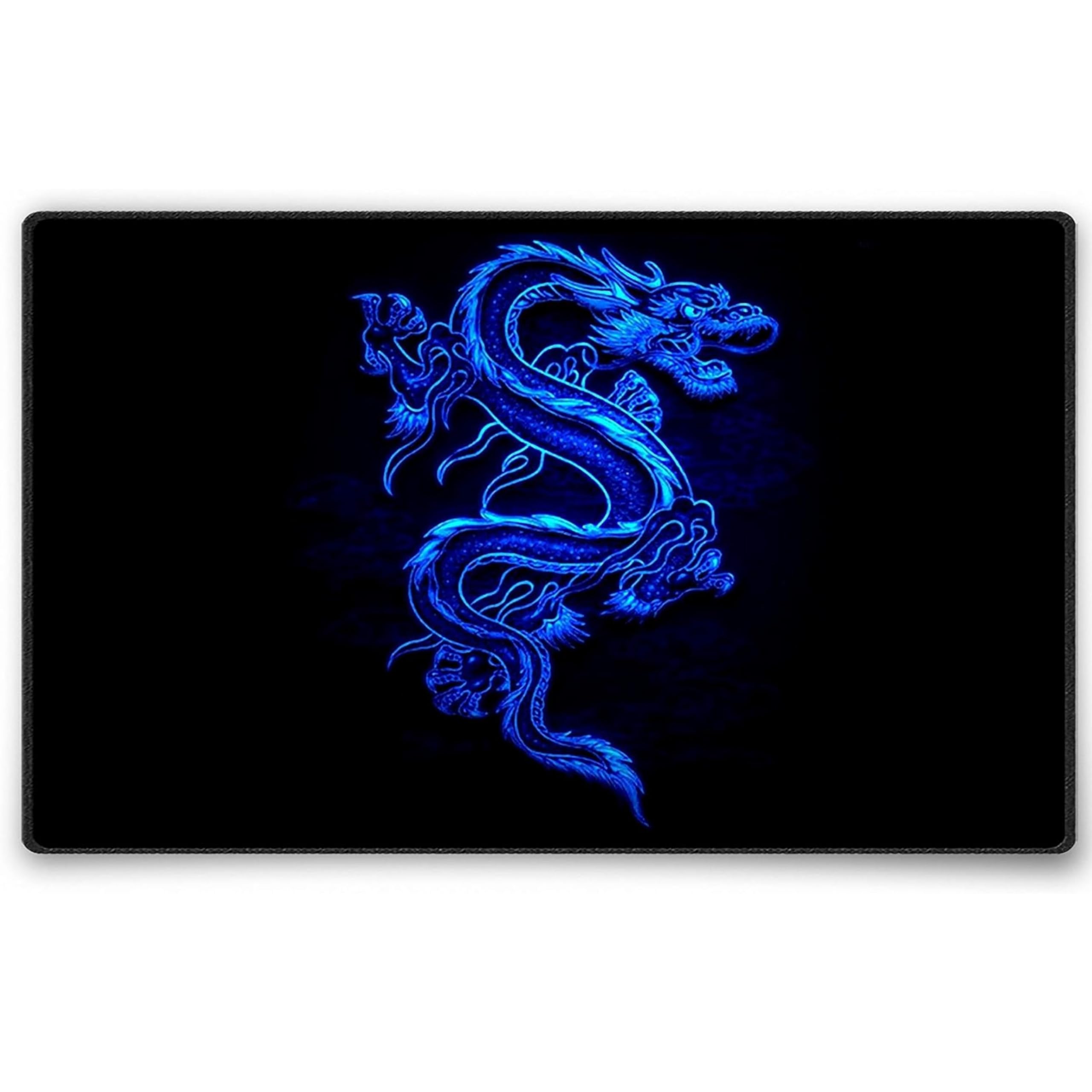 Silent Monsters Mouse Mat Size M 14 x 10 inches / 36 x 25 cm, Blue Dragon, Stitched Edges, washable & rollable Mouse Pad, Gaming Home Office Mousemat, Mousepad non-slip & quiet, Desk Mat