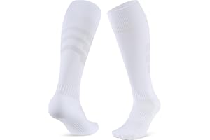 CLOSEMATE Soccer Socks for Men 2 Pairs Knee High Athletic Socks Wicking Cushioned Anti Blister Football Baseball Sport Socks
