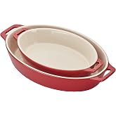 STAUB Ceramic Oval Baking Dish Set, 2-piece, Cherry