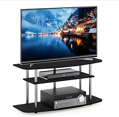 Furinno Frans Turn-N-Tube 3-stöckiger TV-Ständer für Fernseher bis zu 46, Schwarze Eiche