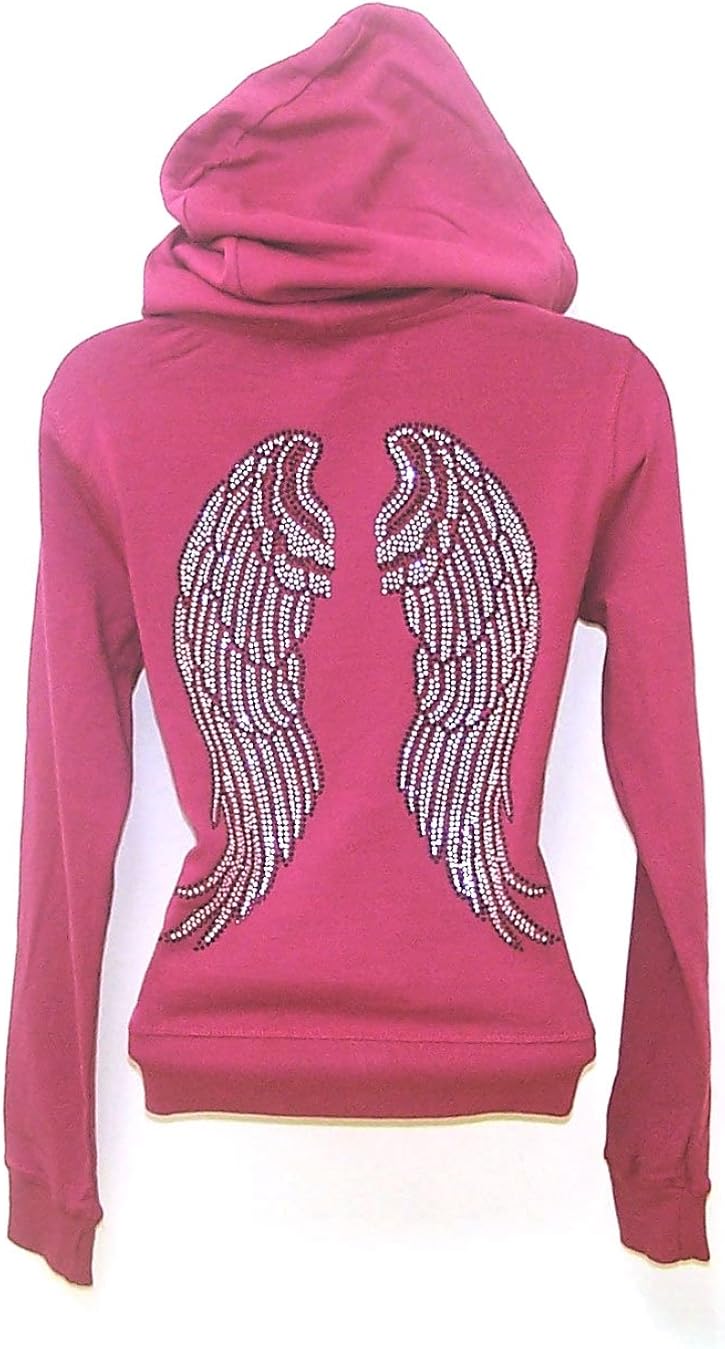 angel wing hoodies with rhinestones