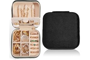 Smileshe Travel Jewelry Box with Mirror, Velvet Mini Case for Women Girls, Small Portable Gifts Organizer Boxes for Rings Ear