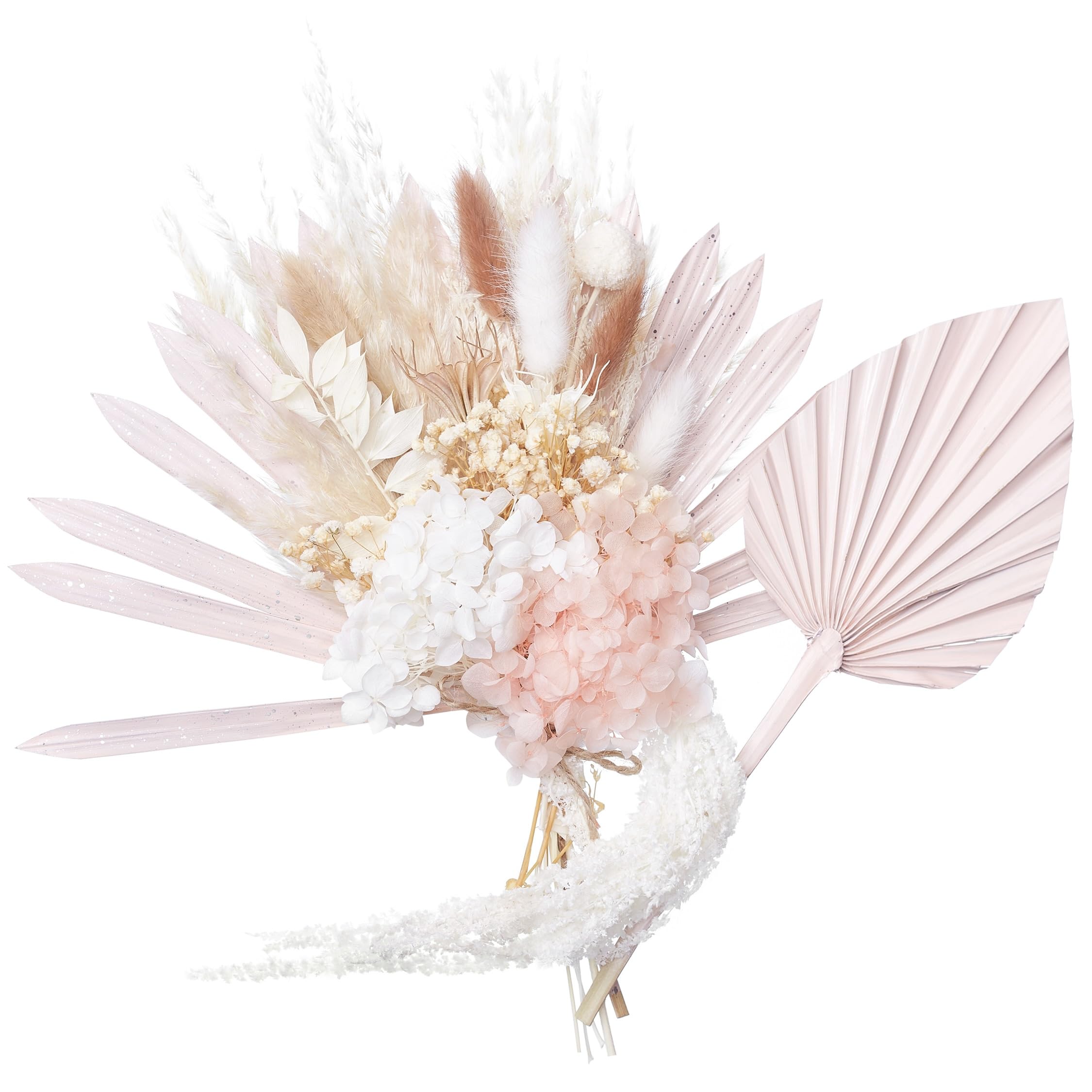 The Baked Studio - Dried Flower Cake Topper Set With Dried Palm Spear and Sun Palm Leaf, Pampas and Amaranth For Cake Decorating (Pink Pampas Set) — image 1