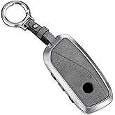 WelaDawn Key Fob Cover Leather Case Compatible for BMW 2025 2024 2023 5/7 Series , X5, X6, X7,X2, X5M,I5,I7,XM,2022-2023 IX, Gray Keychain for Women Men