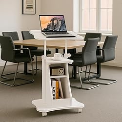 Tangkula Mobile Lectern Podium, Height Adjustable