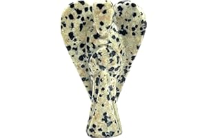 ANAYA AGATE Angel Statue – 2" Beautiful Gemstone Guardian Angel – Natural Dalmatian Jasper Crystal Angel – Hand-Carved Angel Charms for Protection, Love, Peace, and Positive Energy – Angel Figurines