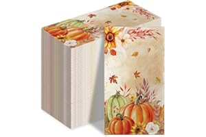 OIGCO 100 Pcs Fall Napkins, Thanksgiving Disposable Paper Napkins, Autumn Watercolor Pumpkin Sunflower Guest Towels for Thanksgiving Harvest Party Table Decor Dinner Bathroom