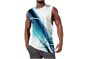 Mens Tank Top 2025 Trendy Summer Casual Sleeveless Shirts Line Graphic Print Muscle Tee Workout Gym Vest Loose Fit Activewear