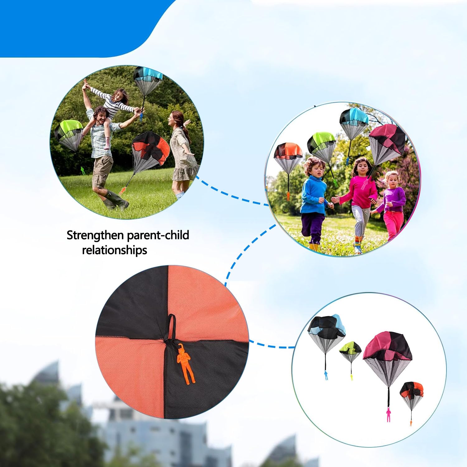 LUOBO 4 Pcs Parachute Toy, Tangle Parachute Figures Hand Throw Soliders Square Outdoor Children's Flying Toys, No Assemble or Batteries Required