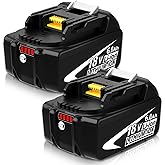2-Pack 6000mAh High Capacity Replacement for Makita 18V Battery Compatible with Makita 18 Volt Batteries BL1860B BL1850B BL1840B BL1830B BL1815B LXT400 with LED Indicator Cordless Power Tools (White)