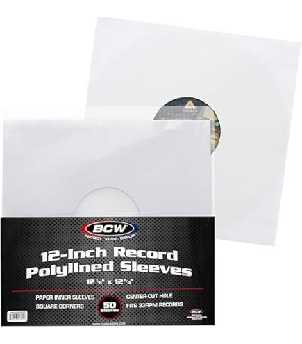 25 QUALITY LARGE GLOSS FINISH WHITE CARD 12" LP RECORD VINYL SLEEVES COVERS PROTECTORS WITH LARGE CENTRE HOLE - SIZE 310 X 305mm - SCRATCH/MARK PROTECTION - PROTECTIVE PACKAGING