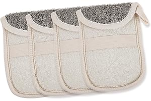 Beavorty Bathing Soap Bag 4pcs Linen Exfoliating Mesh Soap Saver Pouch with Drawstring for Travel Shower