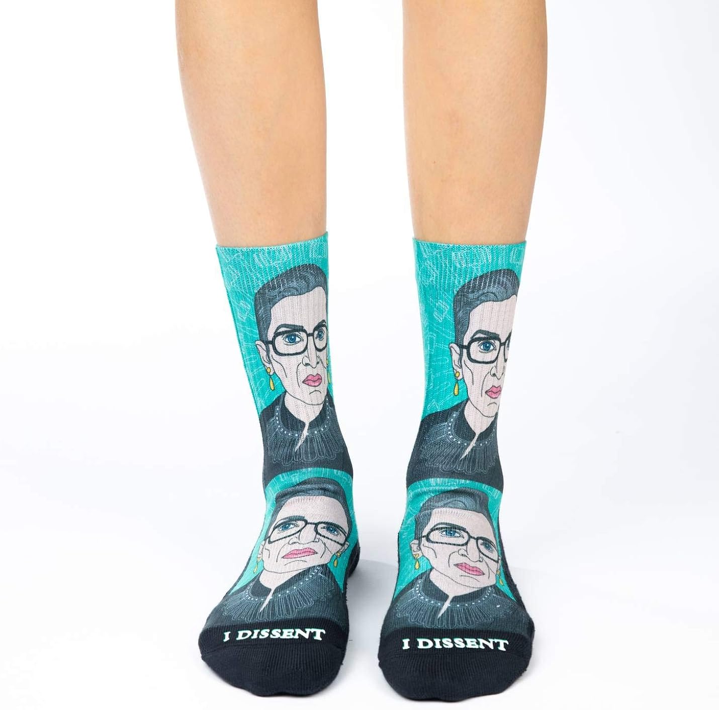 Good Luck Sock Women's Ruth Bader Ginsburg Socks - Green, Adult Shoe Size 5-9: Clothing
