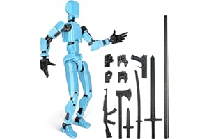 Guwewu Robot Action Figure, 3D Printed with Full Articulation for Stop Motion Animation (Blue)