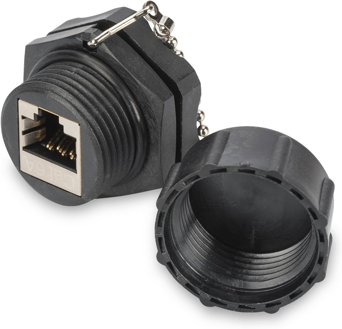 DIGITUS Industrial Coupling Cat-6 Shielded - 2x RJ45 Socket - IP67 Dustproof Waterproof - 250 MHz 1GBase-T Class E Black - Image 3