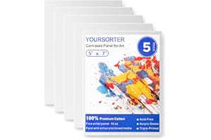 Yoursorter Canvas Boards for Painting Classic 5x7 inch, 5 Pack Small Painting Canvases for Beginners, Blank Paint Canvas Panel, 100% Cotton Acid Free Primed Gesso, for Acrylic, Oil & orther Paints