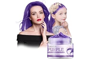 Temporary Hair Color For Kids, lonstin Hair Dye Kids Hair Gel Washable Hair Wax Color Paint Wax For Women Men Dark Hair Halloween Christmas Party Girls Birthday 3.4 fl.oz (purple)