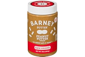 Barney Butter Peanut Butter, Bare Smooth, 16 Ounce Jar, Natural, No Stir, Non-GMO, Gluten Free, Keto, Vegan