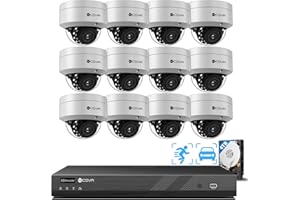 FORCOVR 4COVR 12MP Security Camera System 16 Channel PoE, Human/Vehicle Detection, 12Pcs IK10 Vandal-Proof 12MP Wired Commercial Dome IP Camera IP67, 16CH NVR 4TB, Business Surveillance Outdoor, LY54AXAM1612