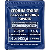 14 oz (400g) 99% Cerium Oxide Glass Polishing Powder (7-9 Um) &ndash; Removes: Oil Films, Water Spots, Swirl Marks, Wiper Streaks, Removes Fine Scratches &amp; Deep-Cleans Glass Surfaces.