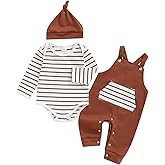 LAGKIYOJ Newborn Baby Boy Summer Clothes Stripe Rompers Suspender Pants Hat Cute Coming Home Outfit 0 3 6 9 12 18 Months