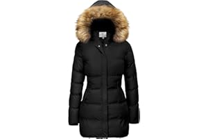 WenVen Women's Winter Thicken Puffer Coat Warm Jacket with Faux Fur Removable Hood
