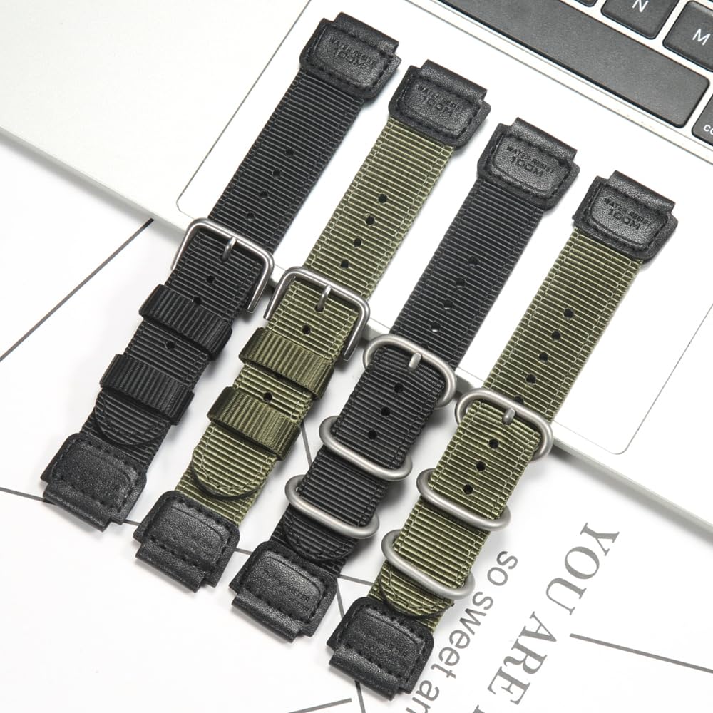MCXGL A158WA Nylon Watch Strap Compatible with Casio F108WH A168WA-1 AE1200WH W800HG AE1500WH W218H MRW200H W735H AE-1300WH AE1000W WS1600H Replacement Watch band 18mm Leather Bracelet