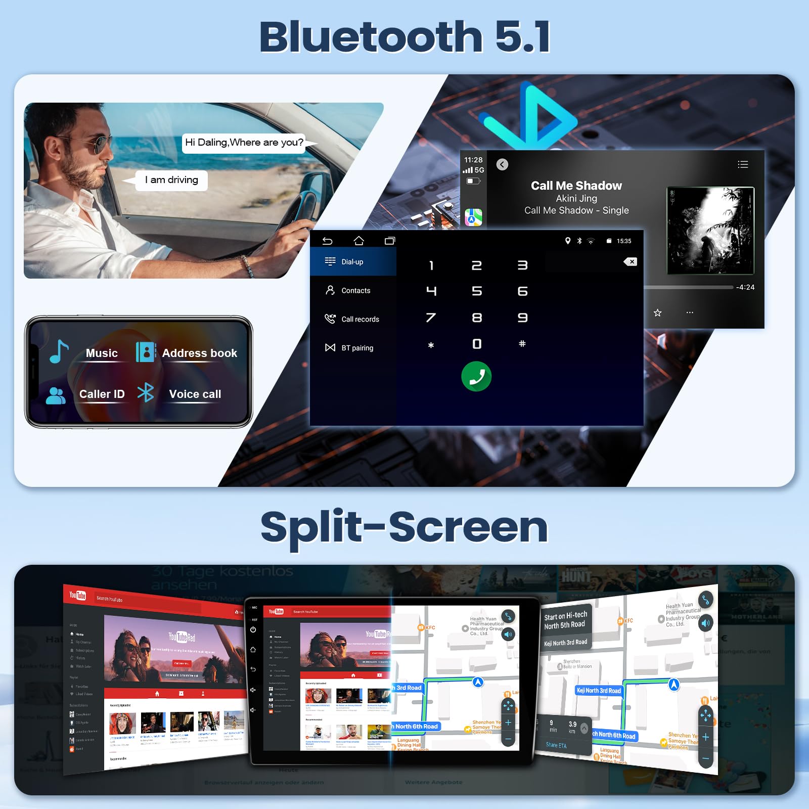 Leadfan Car Stereo Radio Support Wireless CarPlay & Android Auto for Honda Civic 2006 2007 2008 2009 2010 2011, 10.1 Inch IPS Touch Screen Bluetooth Car Stereo with GPS Navigation WiFi Rear Camera
